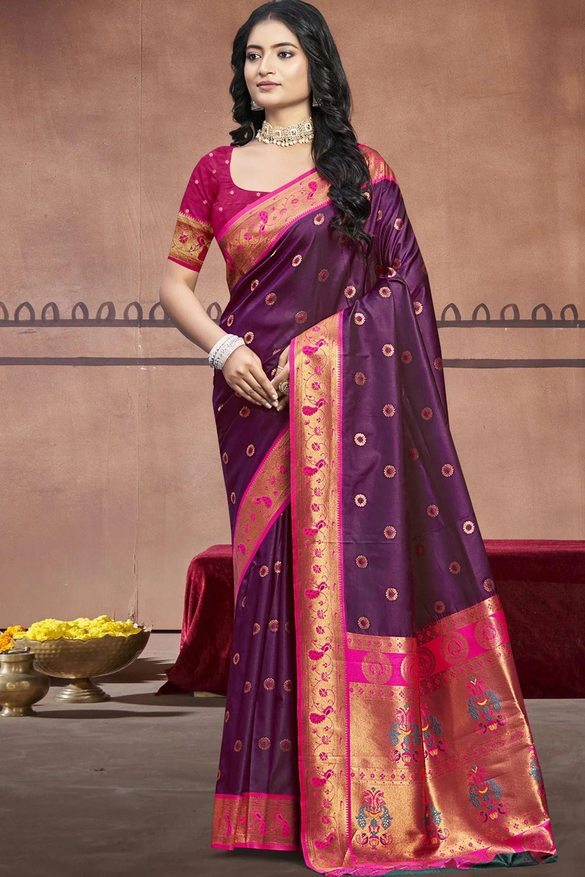 Purple Colour Silk Woven Work Traditional Saree SD1103027