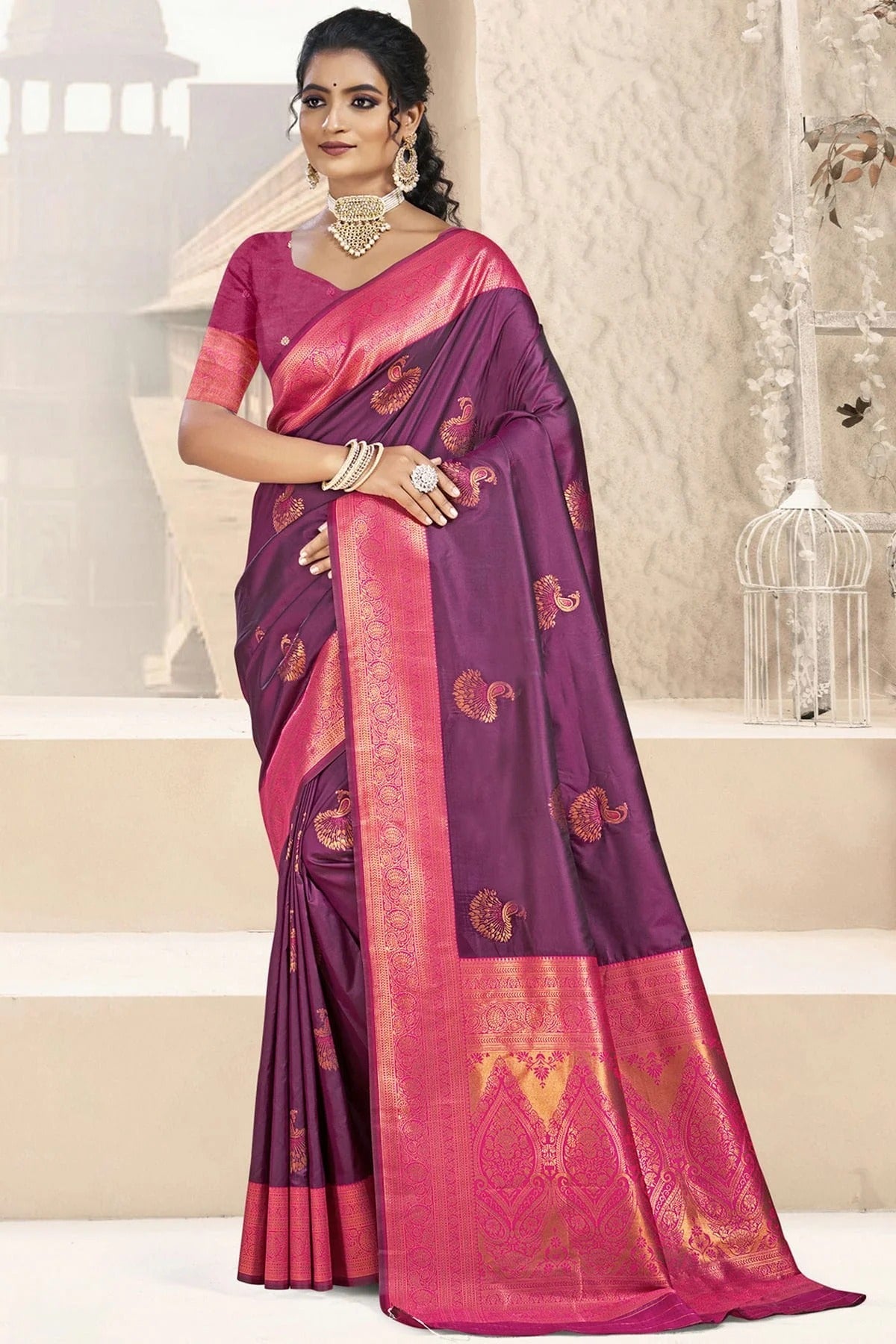 Purple Colour Silk Woven Work Traditional Saree SD1103053