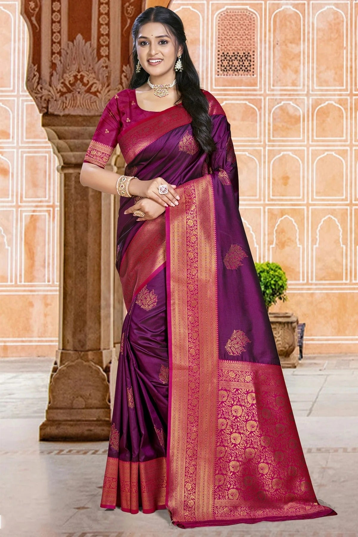 Purple Colour Silk Woven Work Traditional Saree SD1103134