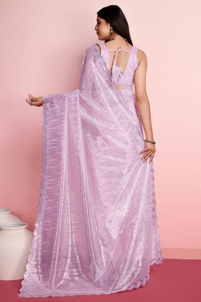 Purple Colour Silver Twill Net Saree SD1110492 A