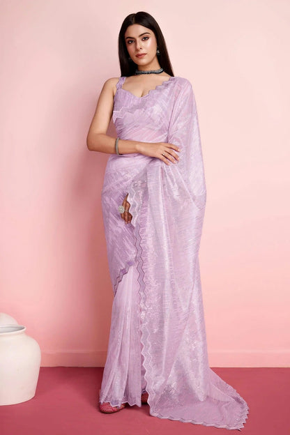 Purple Colour Silver Twill Net Saree SD1110492
