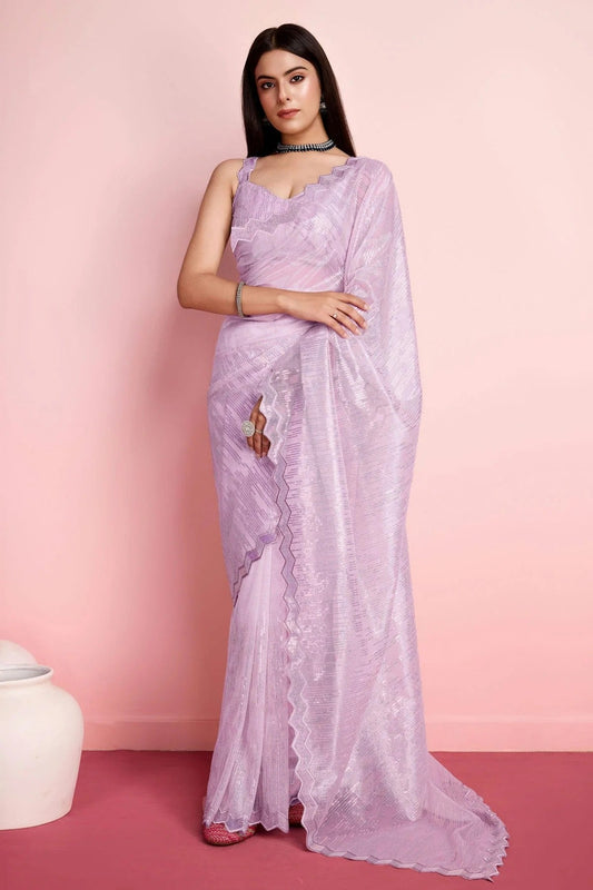 Purple Colour Silver Twill Net Saree SD1110492