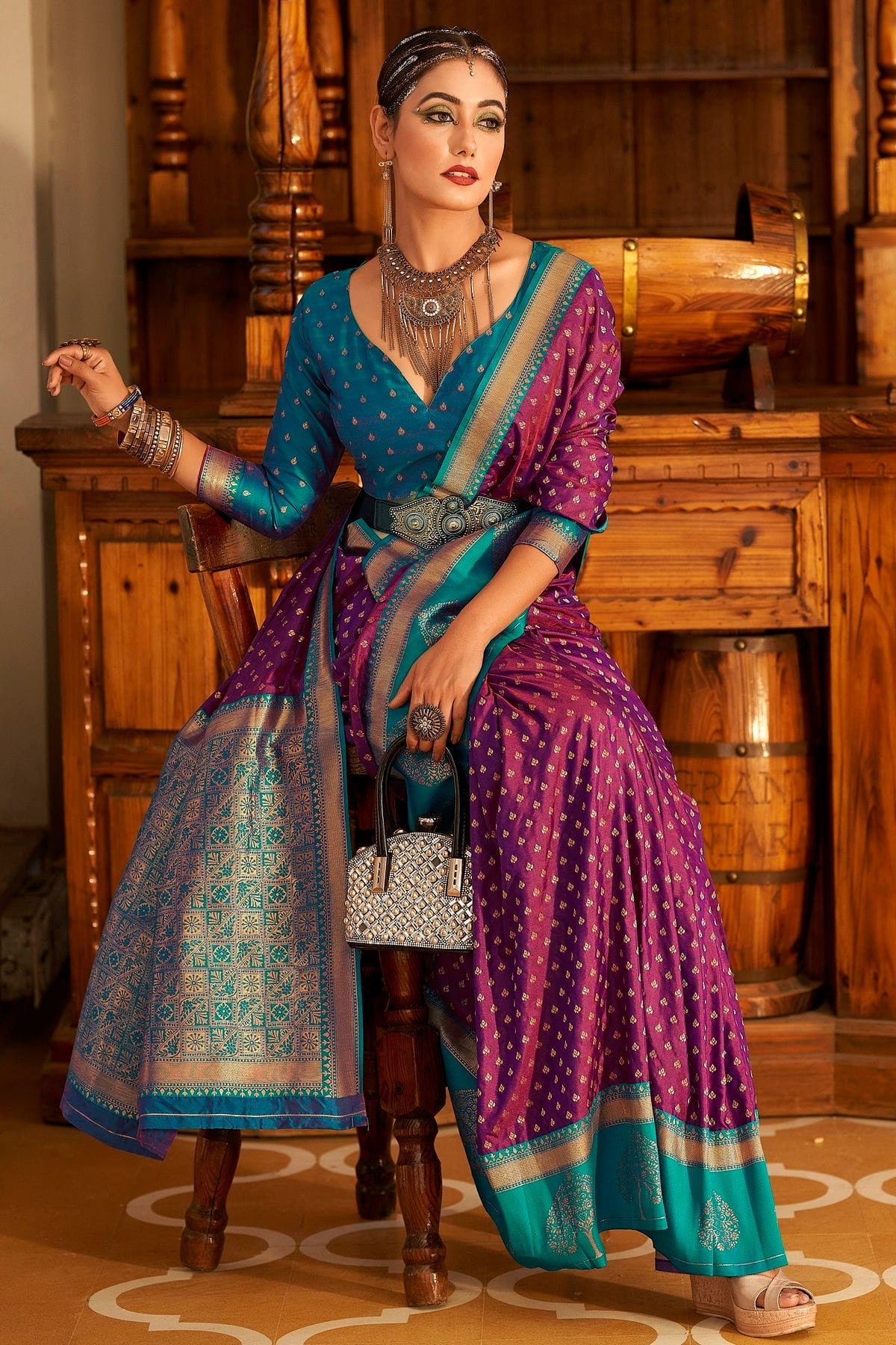 Purple Colour Soft Banarasi Silk Woven Work Saree SD1290088 A