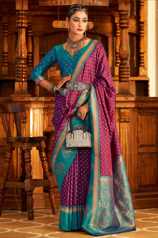 Purple Colour Soft Banarasi Silk Woven Work Saree SD1290088