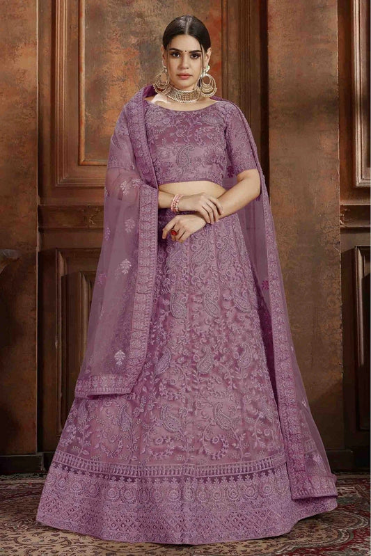 Purple Colour Soft Net Embroidery Lehenga Choli LC1080076