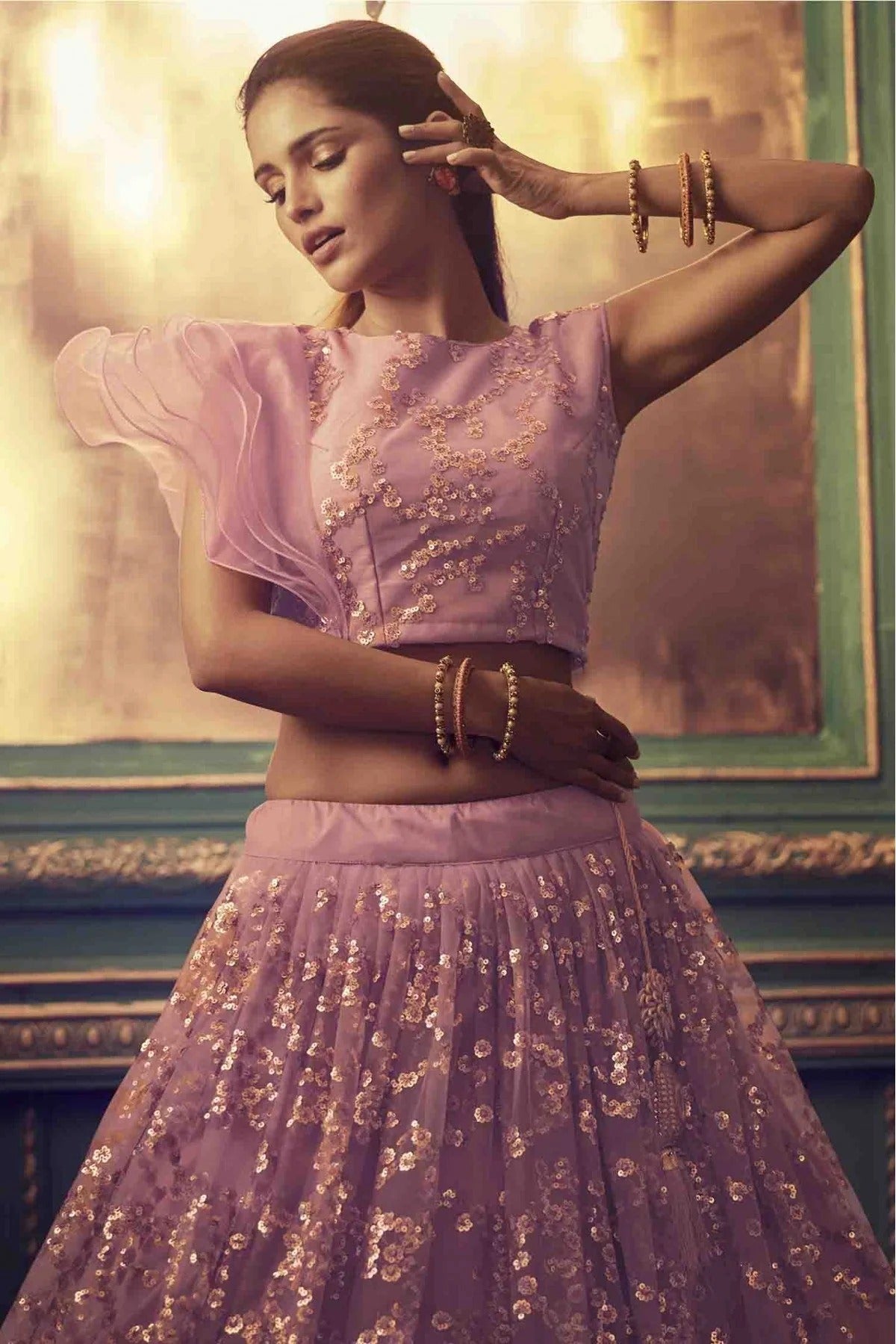 Purple Colour Soft Net Embroidery Lehenga Choli LC1080375 A