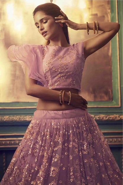 Purple Colour Soft Net Embroidery Lehenga Choli LC1080375 A