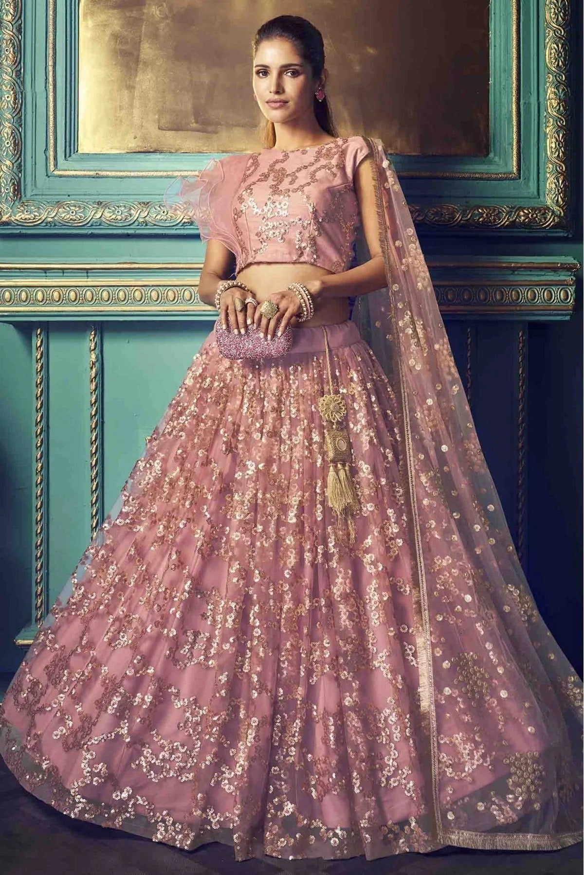 Purple Colour Soft Net Embroidery Lehenga Choli LC1080375