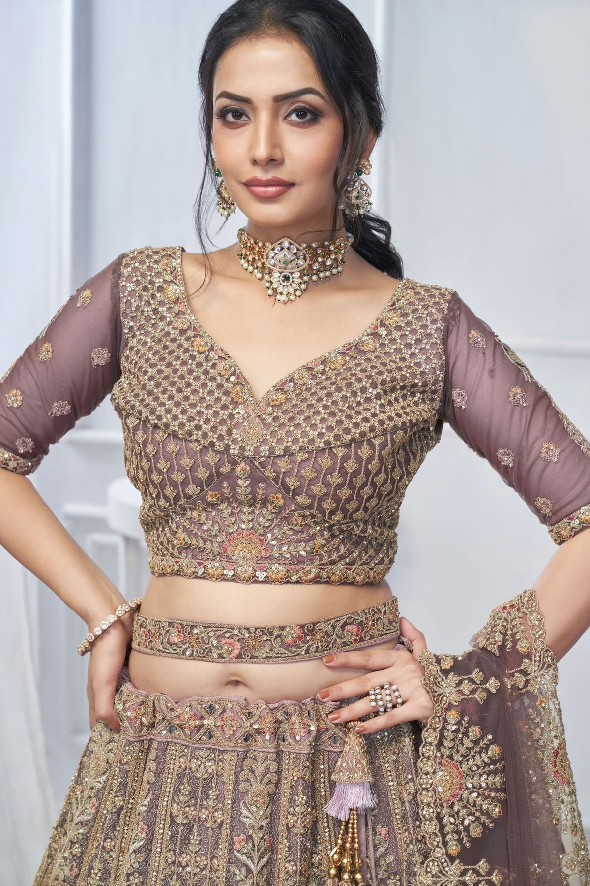 Purple Colour Soft Net Embroidery Lehenga Choli LC1111362 B