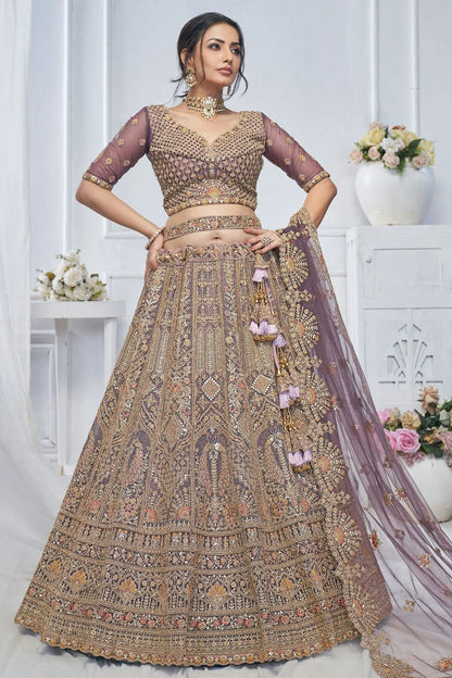 Purple Colour Soft Net Embroidery Lehenga Choli LC1111362