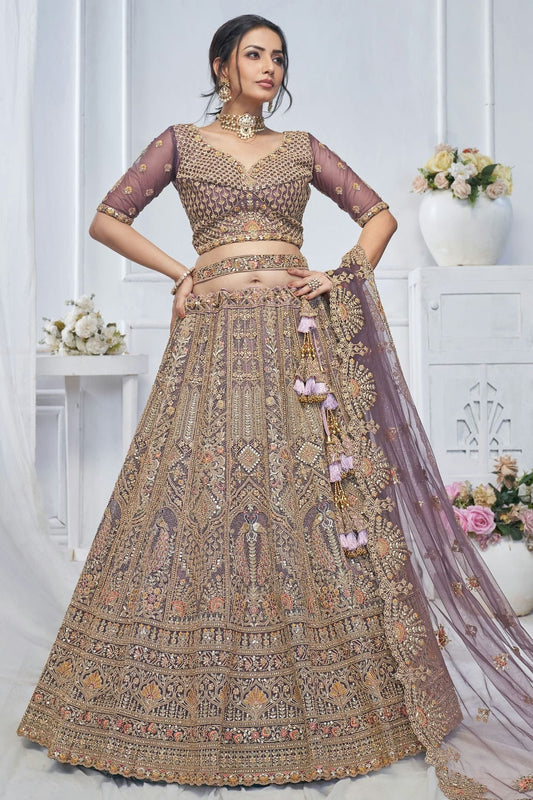 Purple Colour Soft Net Embroidery Lehenga Choli LC1111362