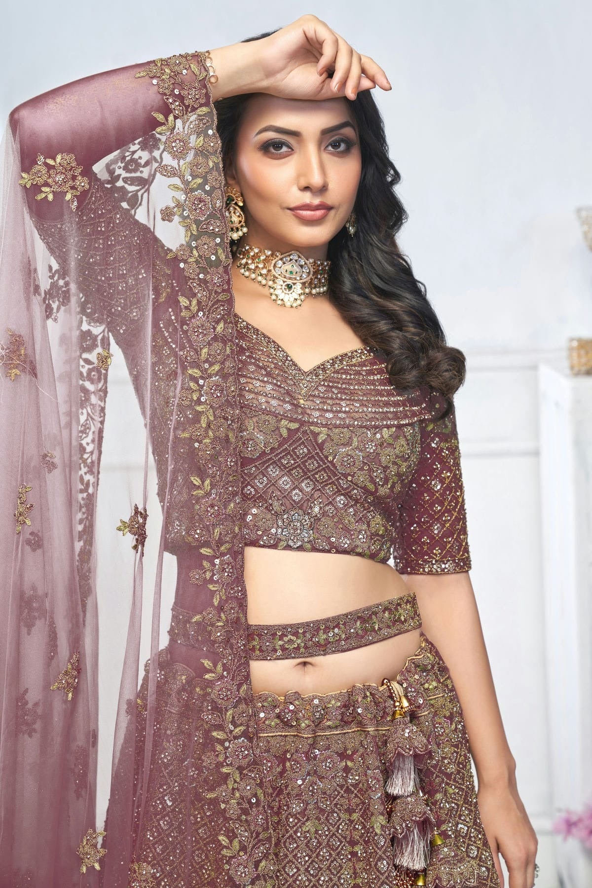 Purple Colour Soft Net Embroidery Lehenga Choli LC1111369 B