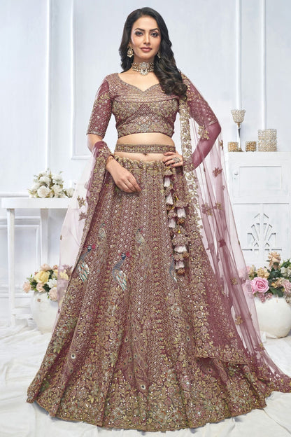 Purple Colour Soft Net Embroidery Lehenga Choli LC1111369