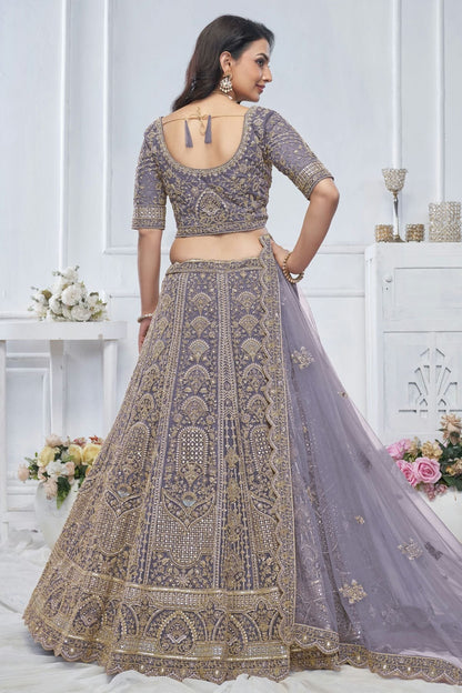 Purple Colour Soft Net Embroidery Lehenga Choli LC1111371 A