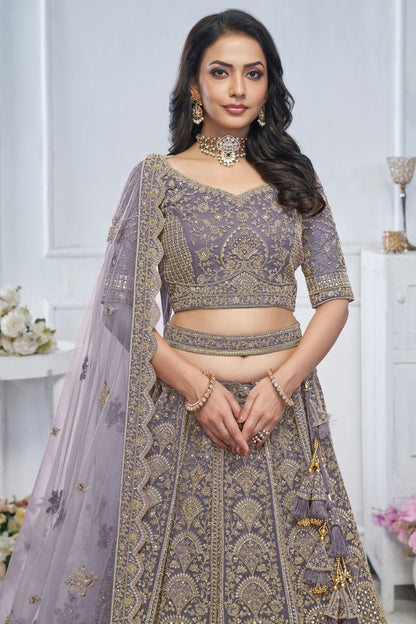 Purple Colour Soft Net Embroidery Lehenga Choli LC1111371 B