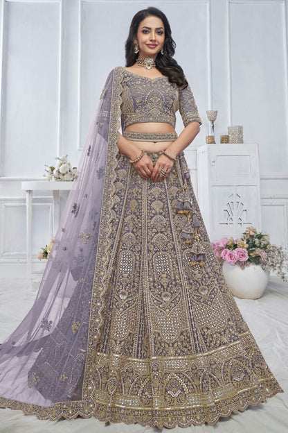 Purple Colour Soft Net Embroidery Lehenga Choli LC1111371