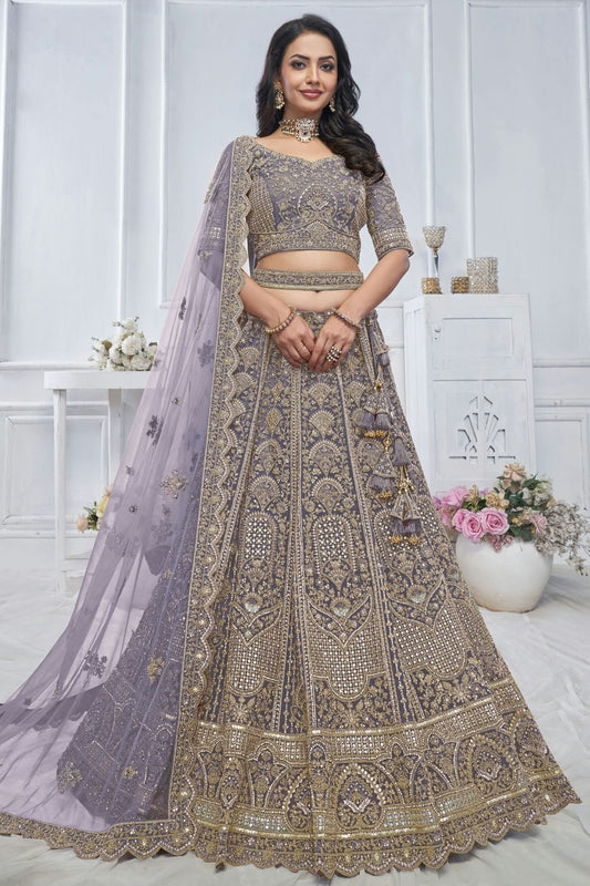 Purple Colour Soft Net Embroidery Lehenga Choli LC1111371