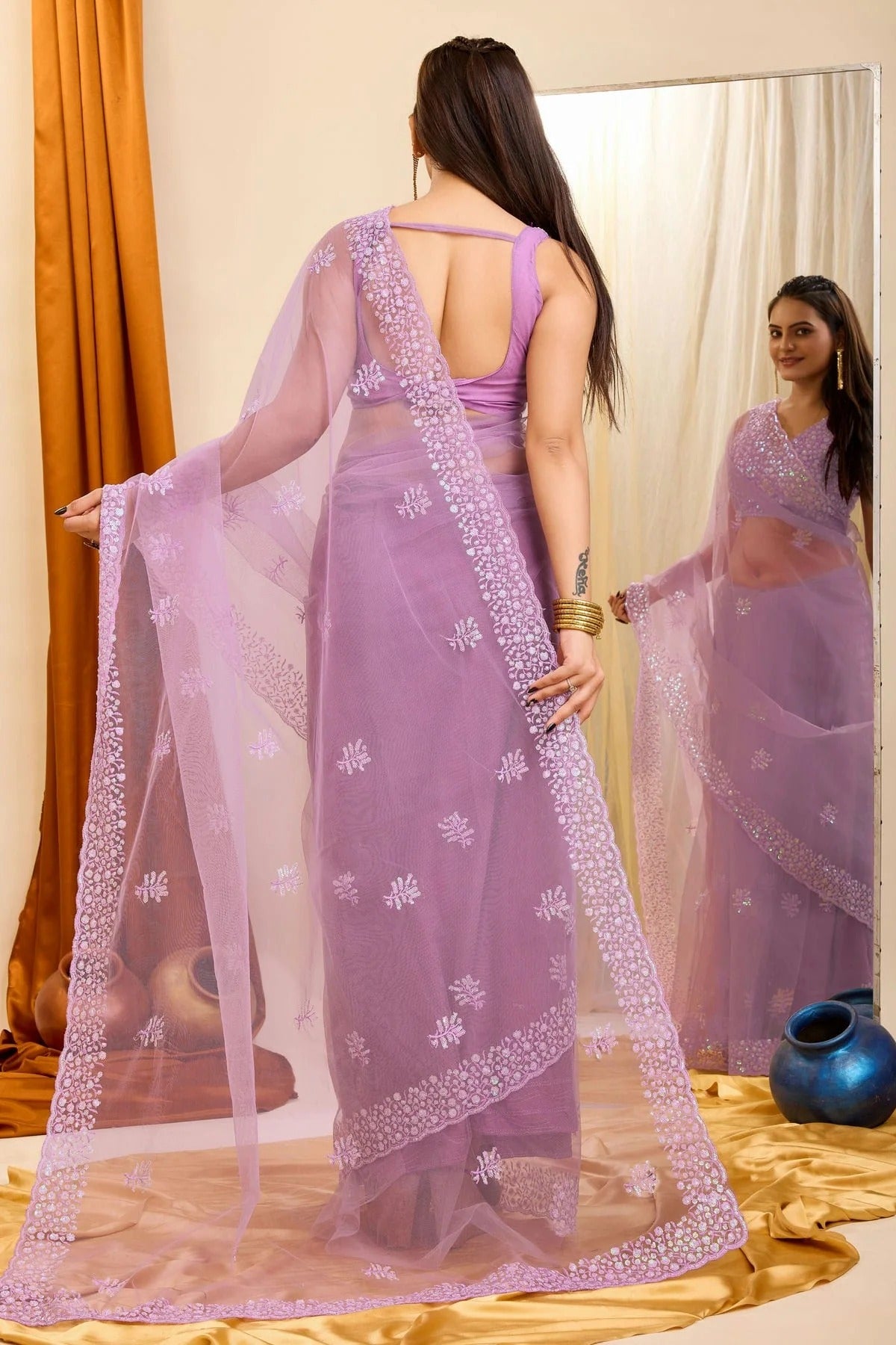 Purple Colour Soft Net Saree SD1110407 A