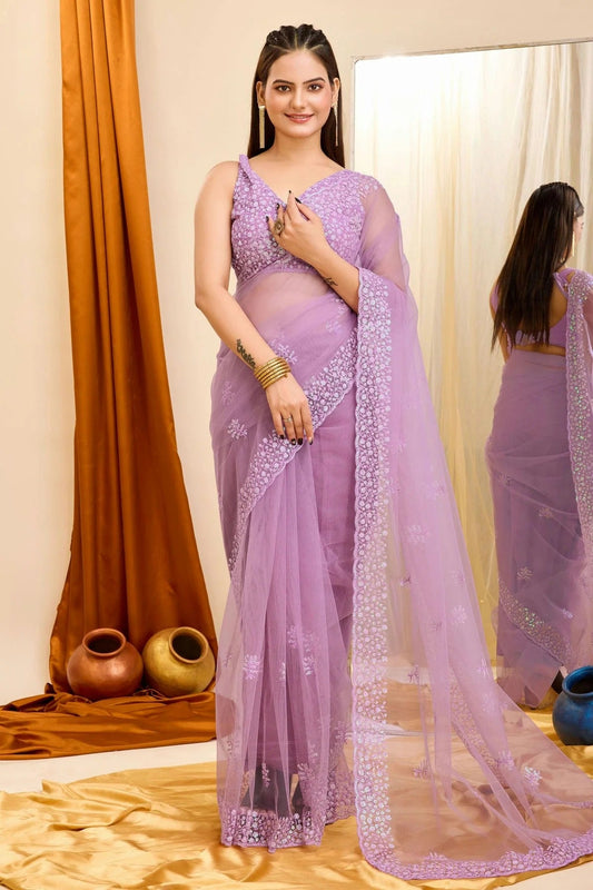 Purple Colour Soft Net Saree SD1110407