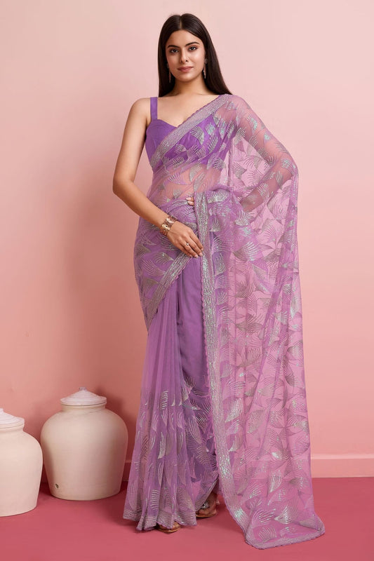 Purple Colour Soft Net Saree SD1110443