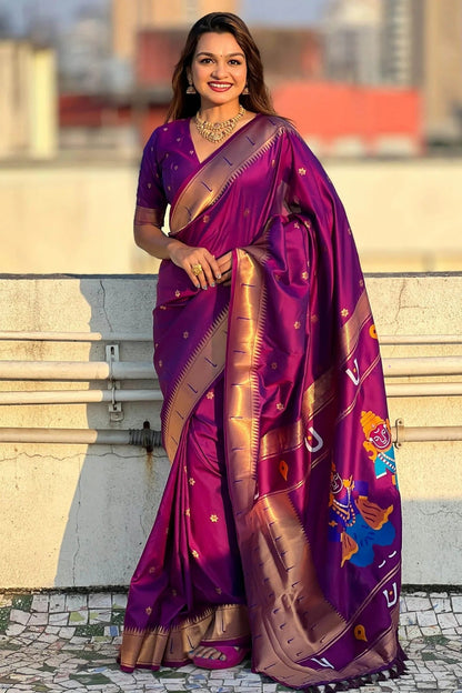 Purple Colour Soft Silk Paithani Saree SD1112191