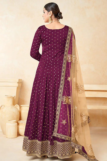 Purple Colour Taffeta Silk Anarkali Suit SM1050350 B