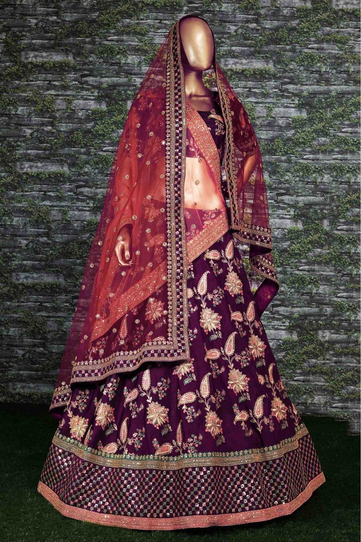 Purple Colour Taffeta Silk Lehenga Choli LC1010026 A