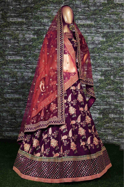 Purple Colour Taffeta Silk Lehenga Choli LC1010026 A