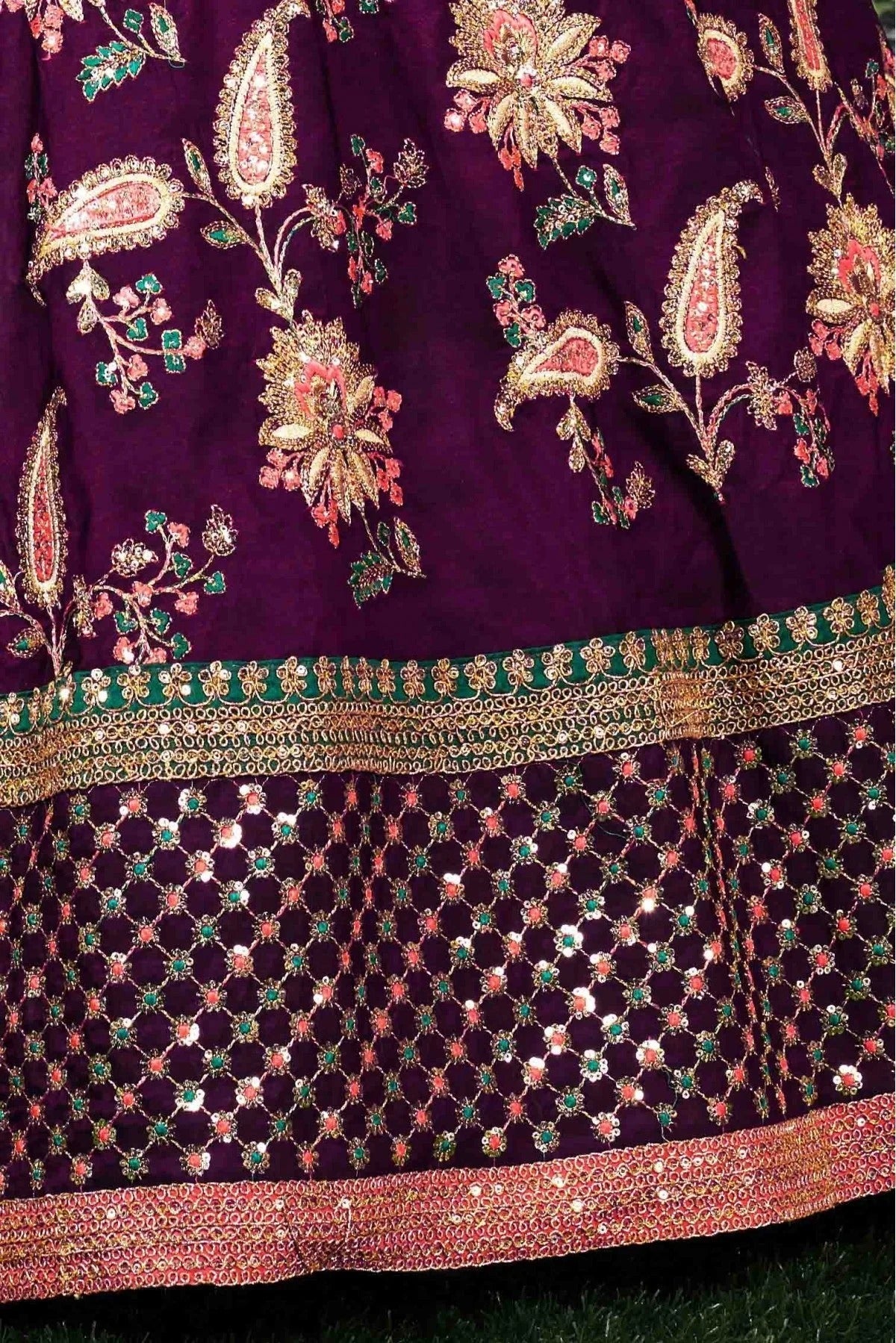Purple Colour Taffeta Silk Lehenga Choli LC1010026 C