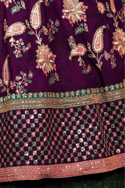 Purple Colour Taffeta Silk Lehenga Choli LC1010026 C