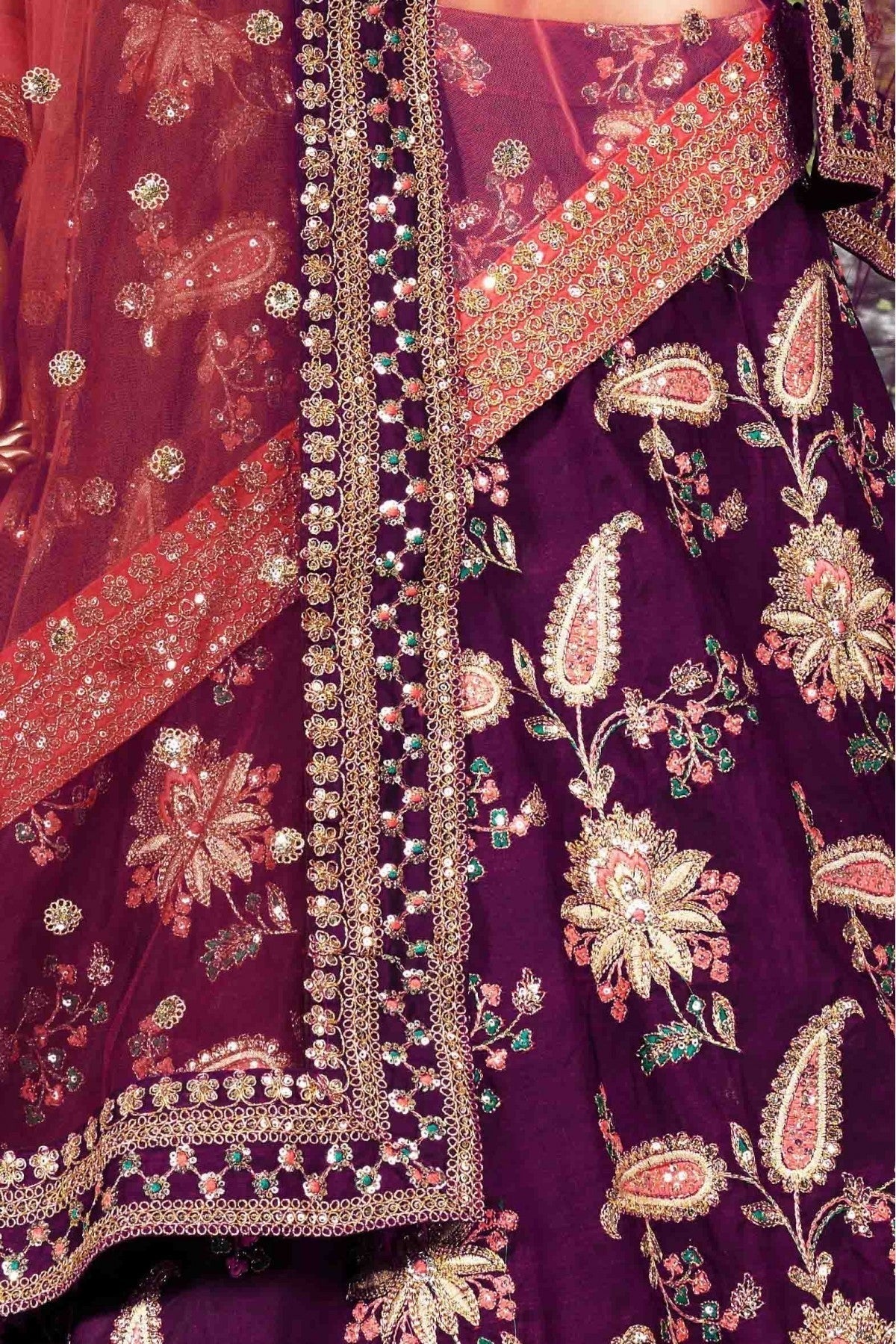 Purple Colour Taffeta Silk Lehenga Choli LC1010026 D