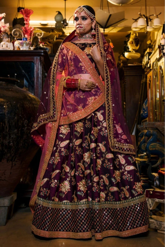 Purple Colour Taffeta Silk Lehenga Choli LC1010026