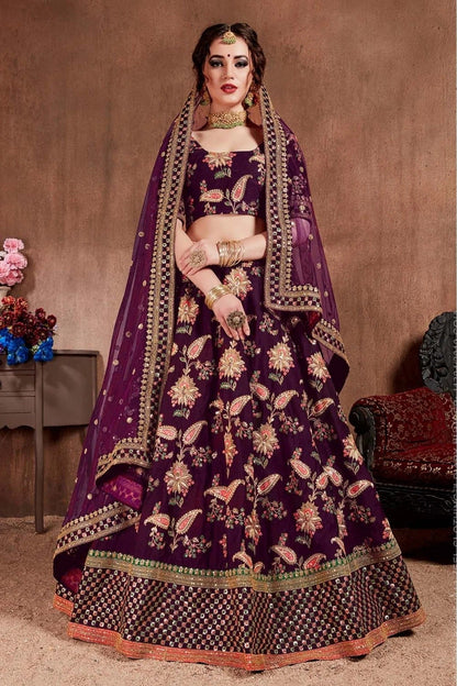 Purple Colour Taffeta Silk Lehenga Choli LC1010093 A
