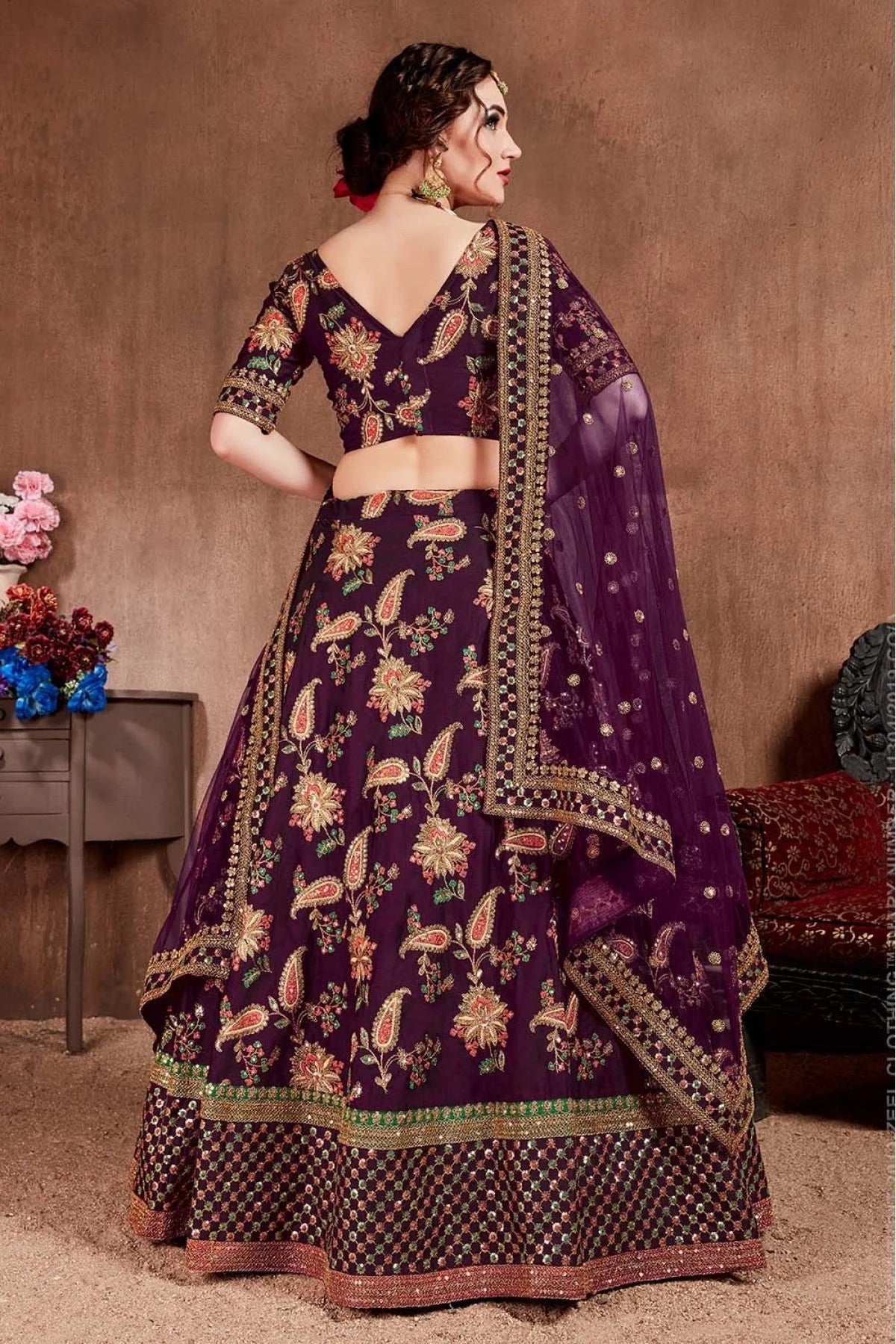Purple Colour Taffeta Silk Lehenga Choli LC1010093 B