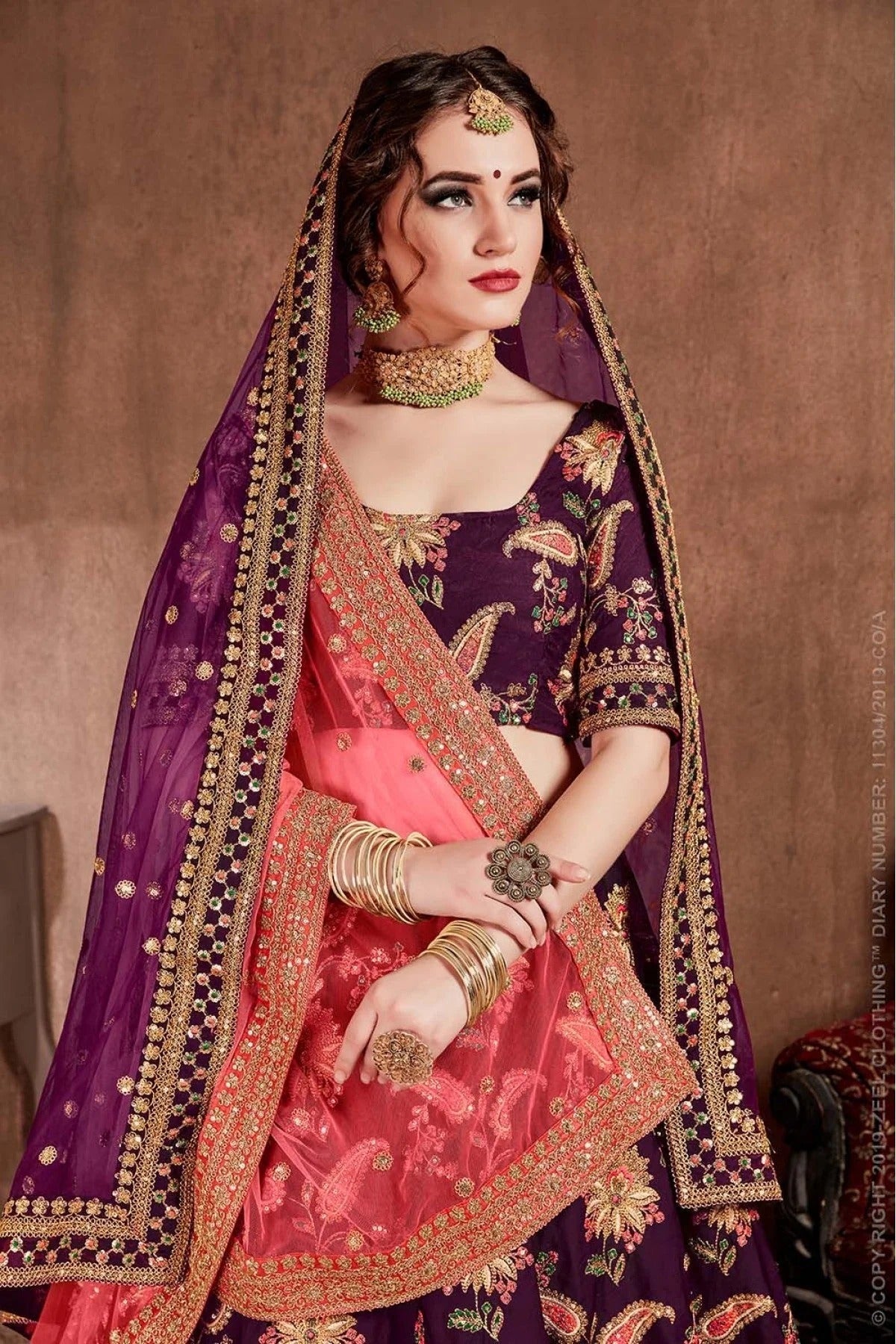 Purple Colour Taffeta Silk Lehenga Choli LC1010093 C
