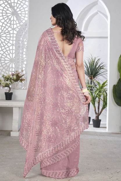 Purple Colour Tissue Net Designer Saree SD1112579 A