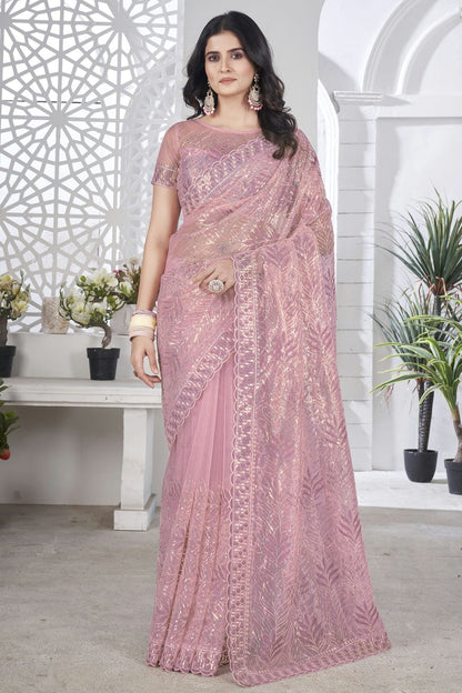 Purple Colour Tissue Net Designer Saree SD1112579