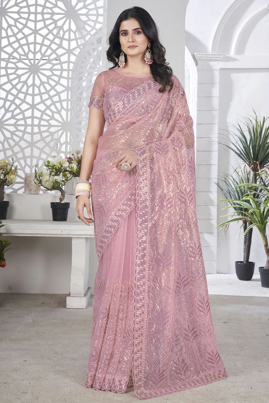 Purple Colour Tissue Net Designer Saree SD1112579