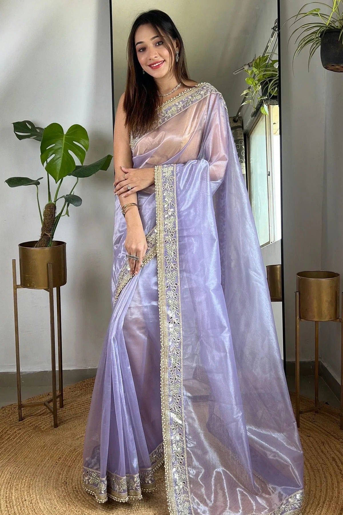 Purple Colour Tissue Silk Designer Saree SD1111784