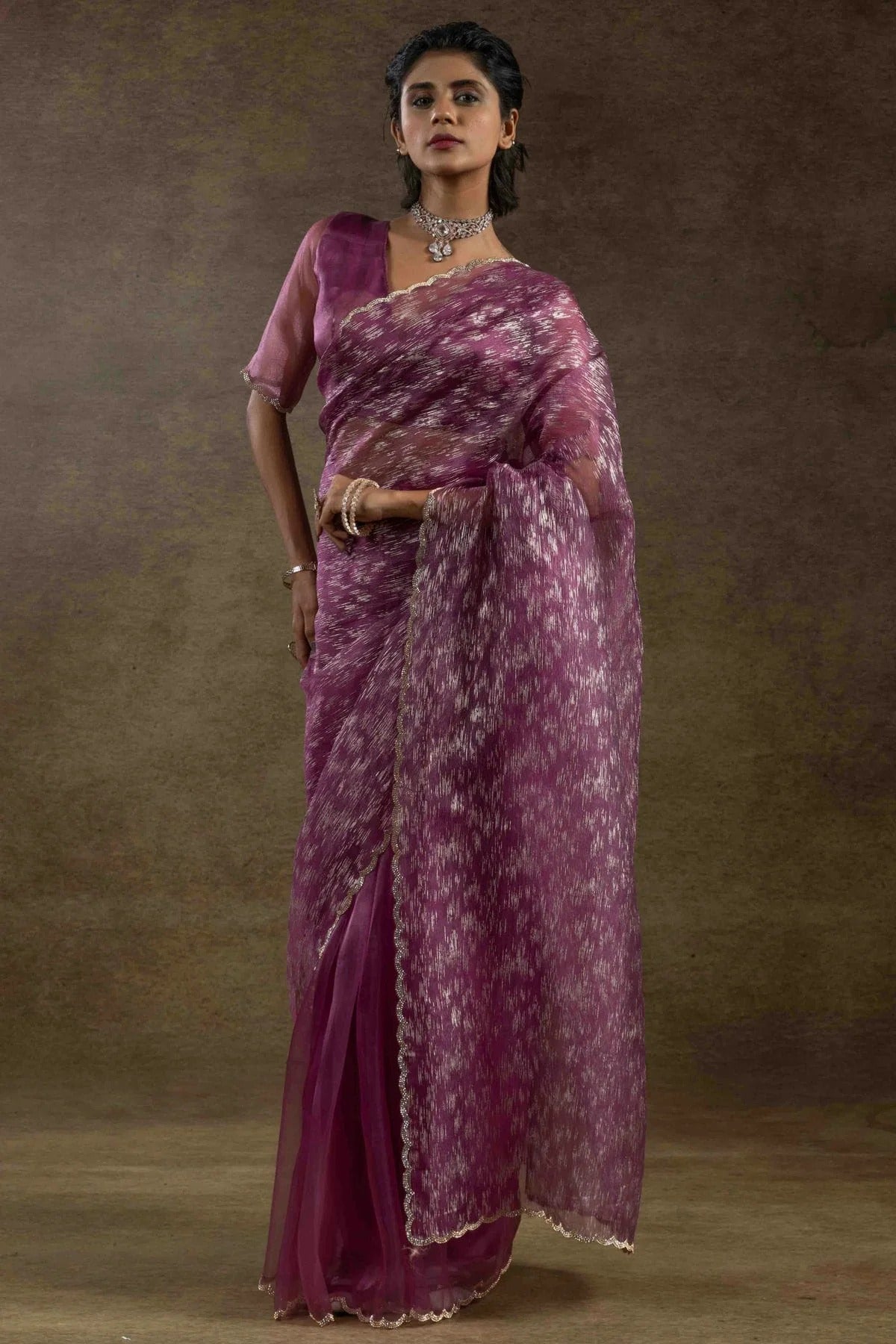 Purple Colour Tissue Silk Ready To Wear Saree SD1122045