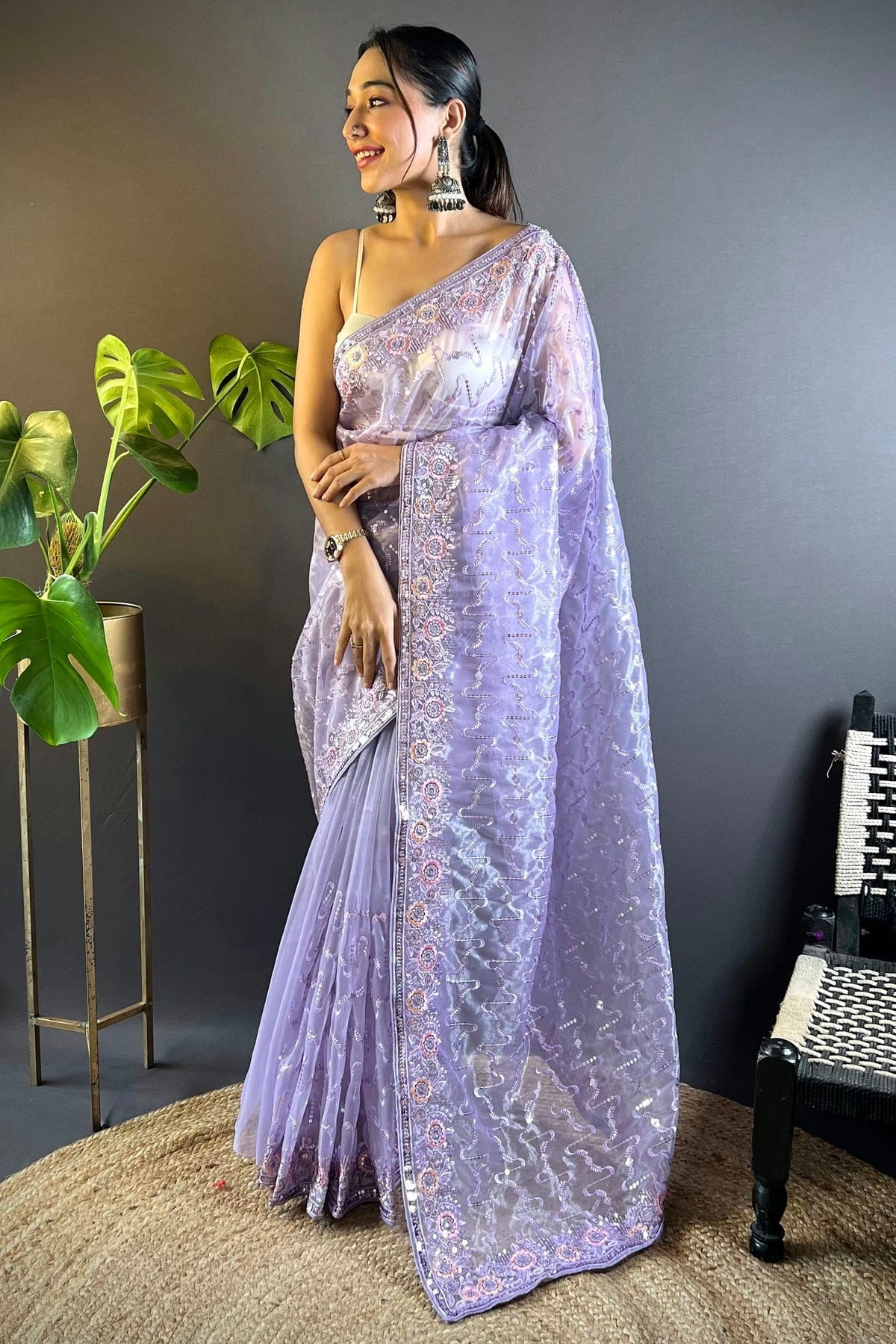Purple Colour Twill Net Designer Saree SD1111883