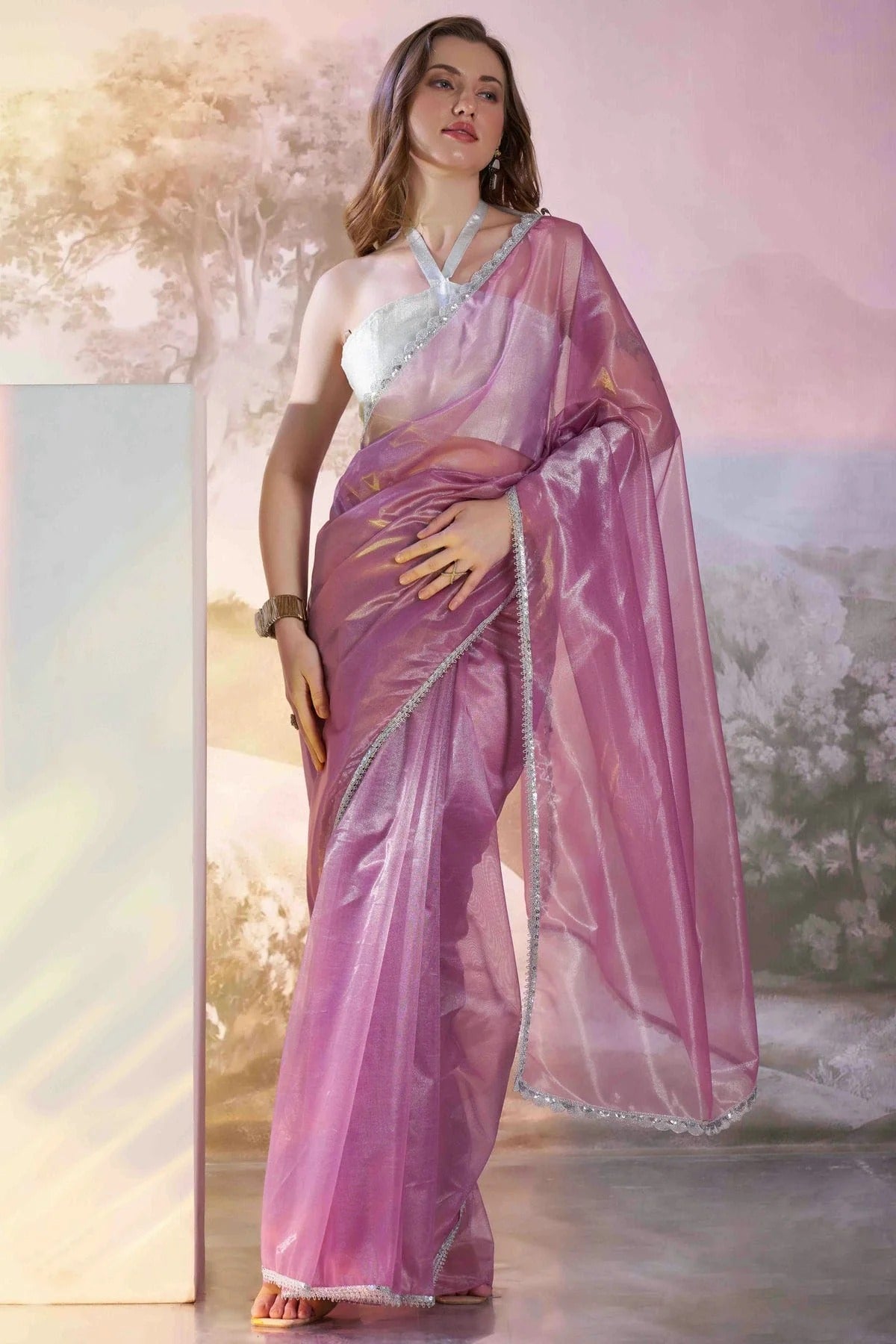 Purple Colour Twill Net Designer Saree SD1113021