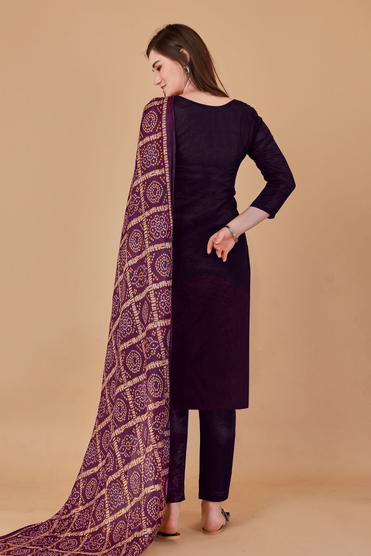 Purple Colour Unstitched Banarasi Jacquard Fabric Straight Suit US1160984 A
