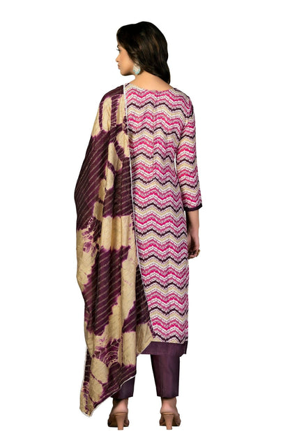 Purple Colour Unstitched Cotton Fabric Straight Suit US1160943 A