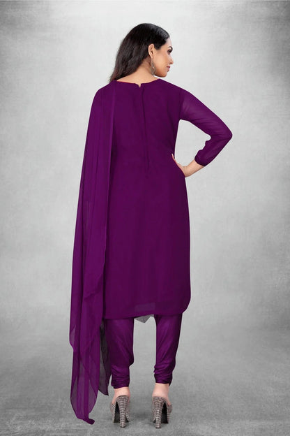 Purple Colour Unstitched Georgette Churidar Suit US1160809 A