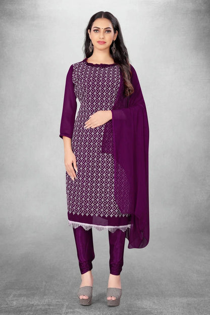 Purple Colour Unstitched Georgette Churidar Suit US1160809