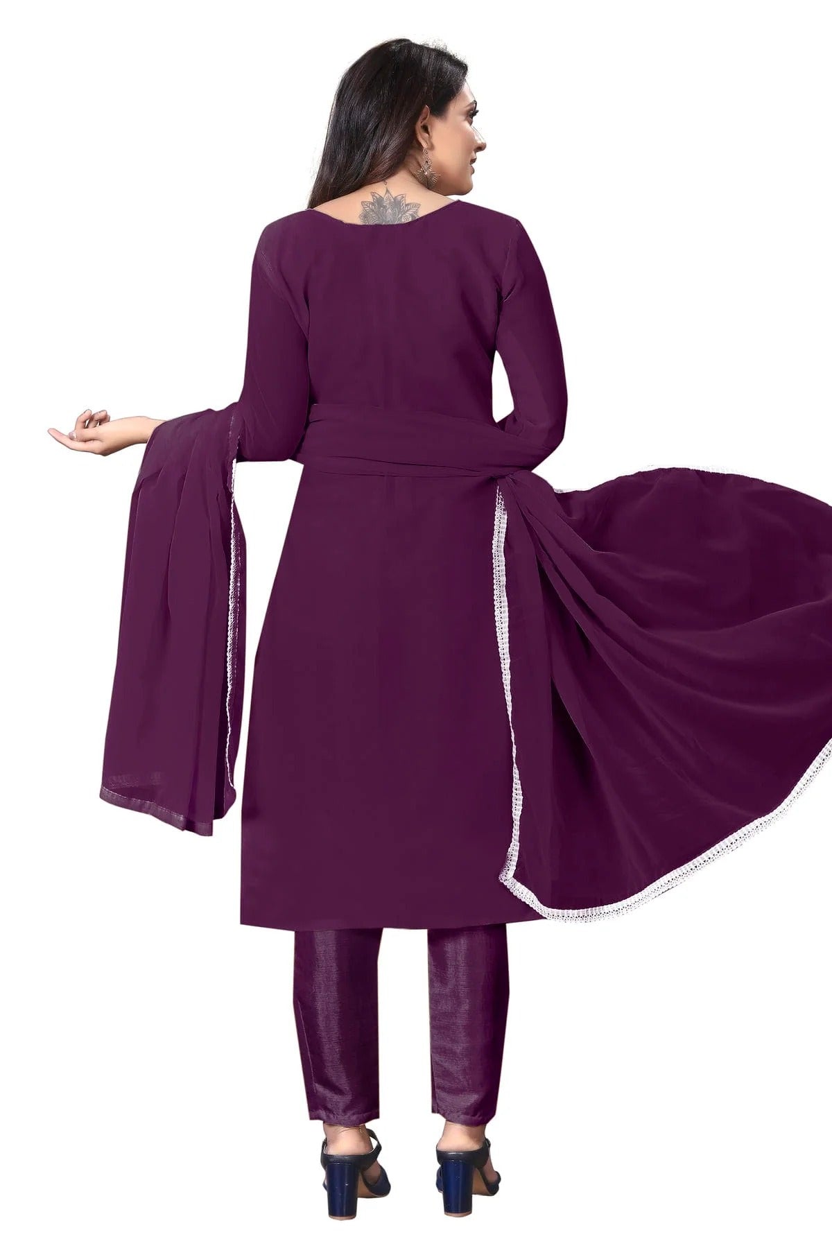 Purple Colour Unstitched Georgette Straight Suit US1160628 A