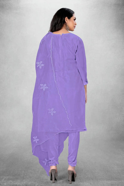 Purple Colour Unstitched Organza Churidar Suit US1160782 A