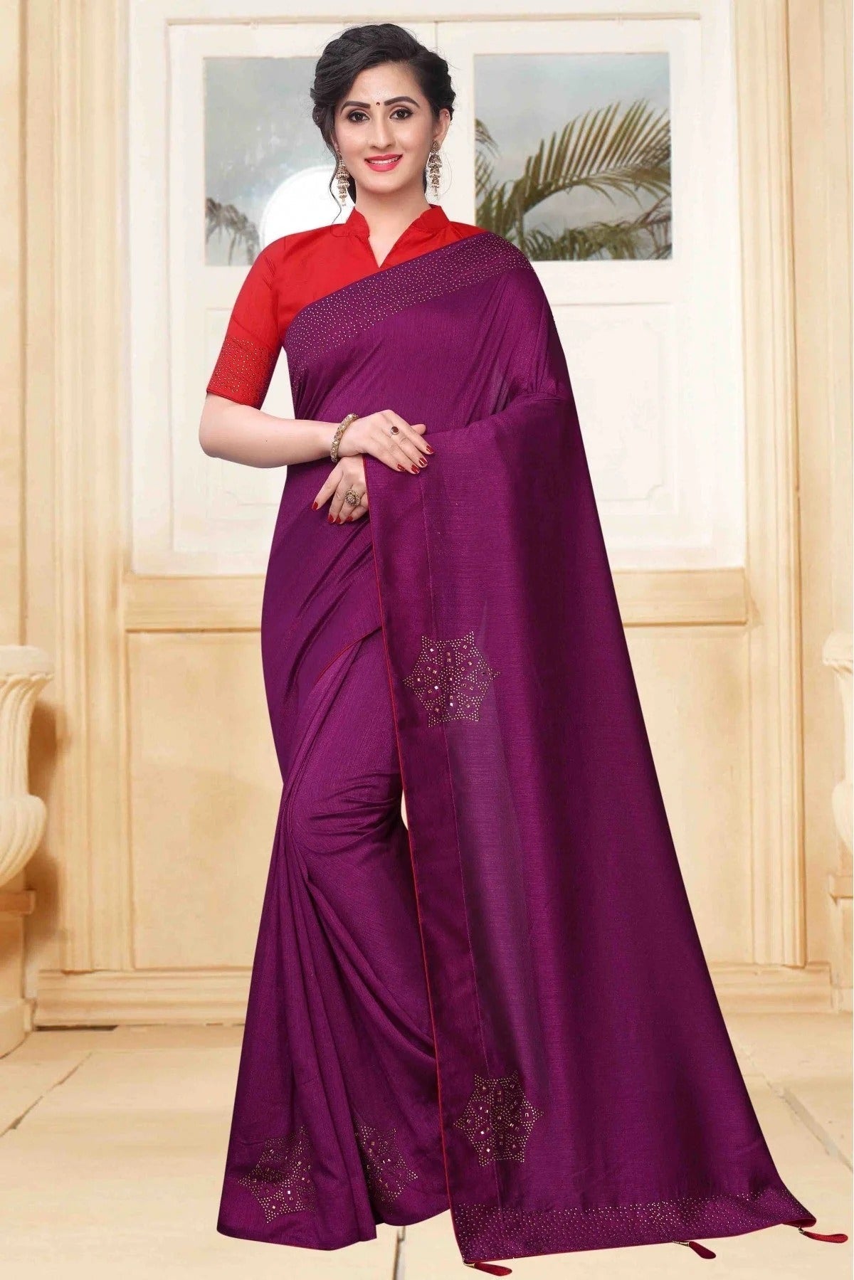 Purple Colour Vichitra Silk Designer Saree SD1120618