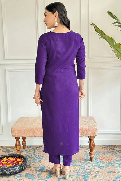 Purple Colour Viscose Rayon Stitched Salwar Suit SS1111962 A